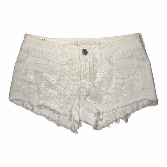 American Eagle Embellished Distressed Shorts 4 - Picture 1 of 8